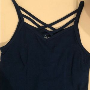 Cute Navy Blue tank top with straps at the top